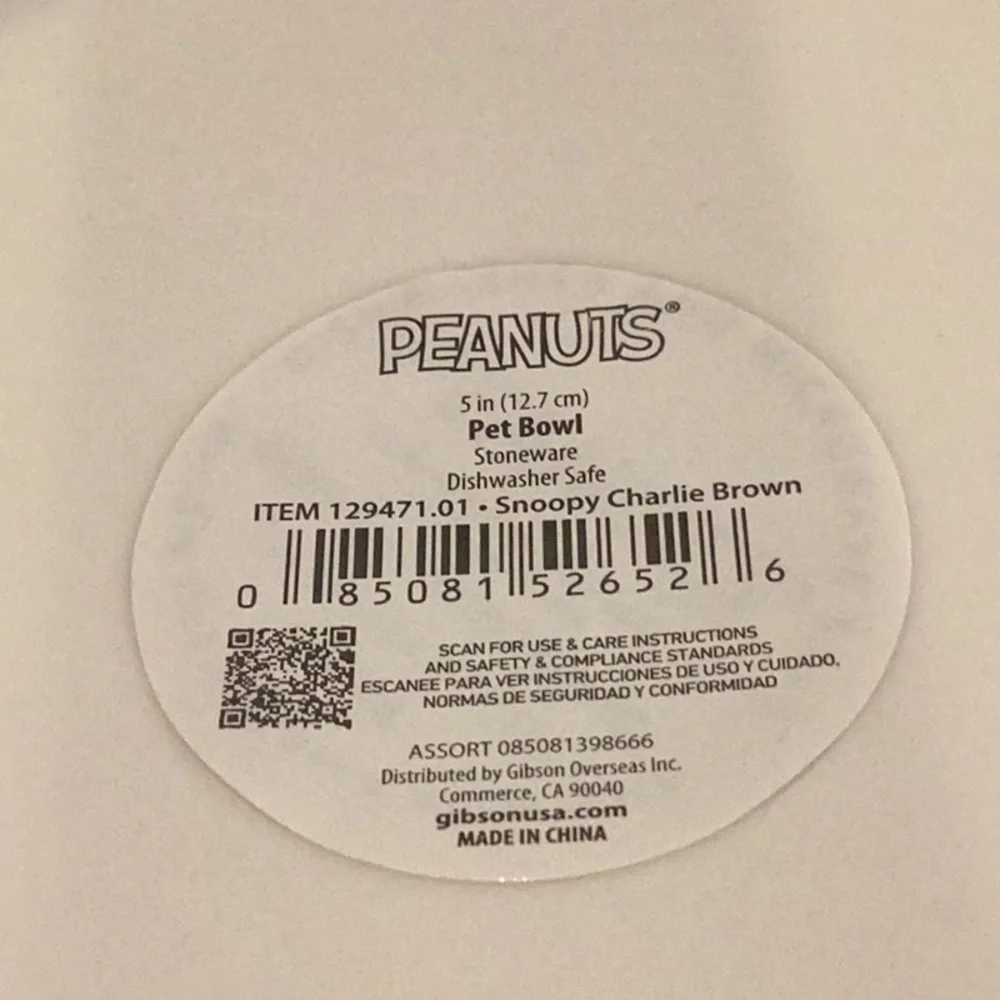 Peanuts Stoneware Pet Bowl